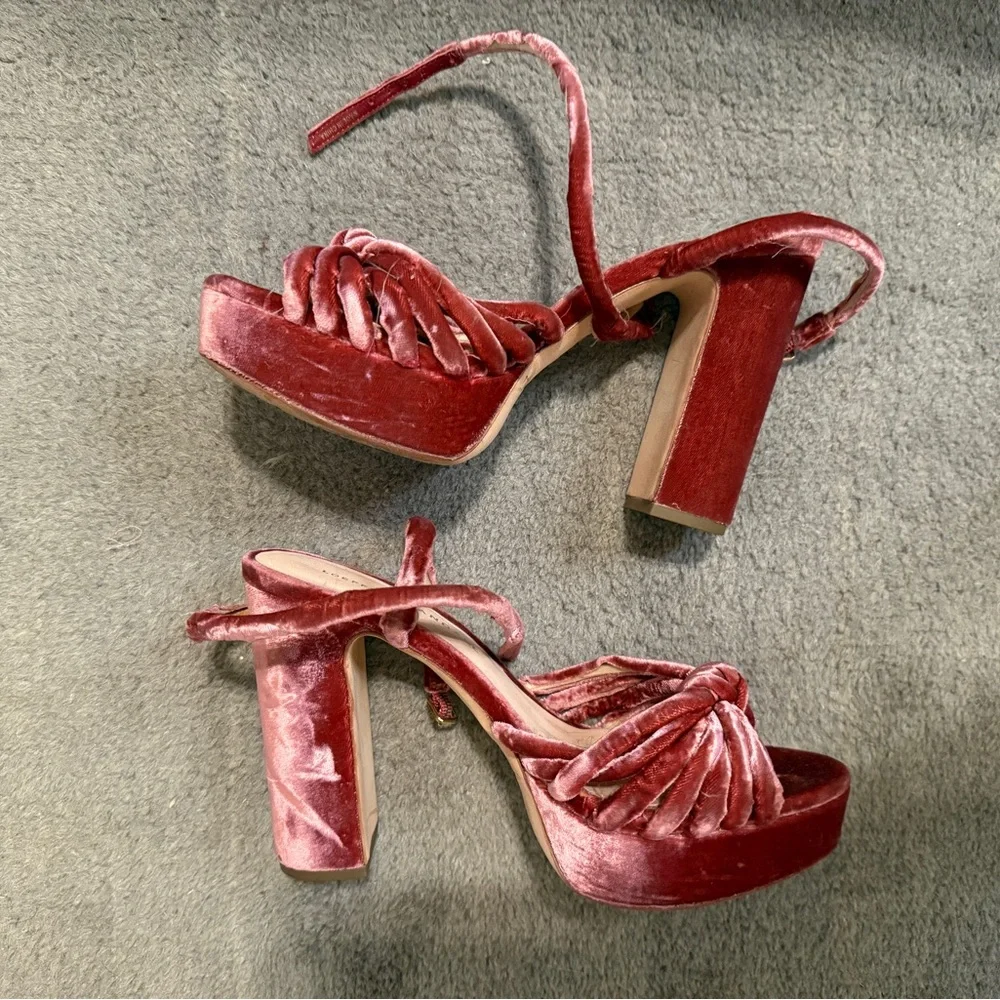 Loeffler Randall Velvet Heeled Sandals Pinky Purple Size 36.5 / US 6.5
